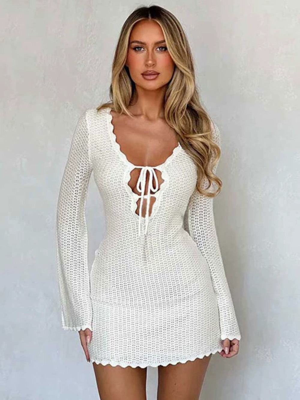 ZARA Sexy Crochet Lace Up Bikini Cover Up Beach Dress Sun Protection